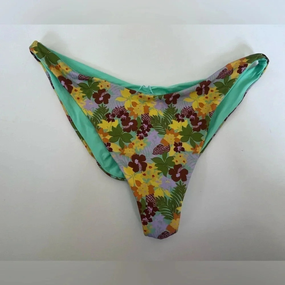 L*Space Cool Tone Floral Cheeky Bikini Bottom Women Size XL - Picture 2 of 5